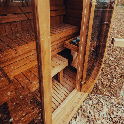 Premium 3-Person Outdoor Scandinavian ThermoWood® Cube Sauna Kit With LED Lighting [MW12] (SAK47582)