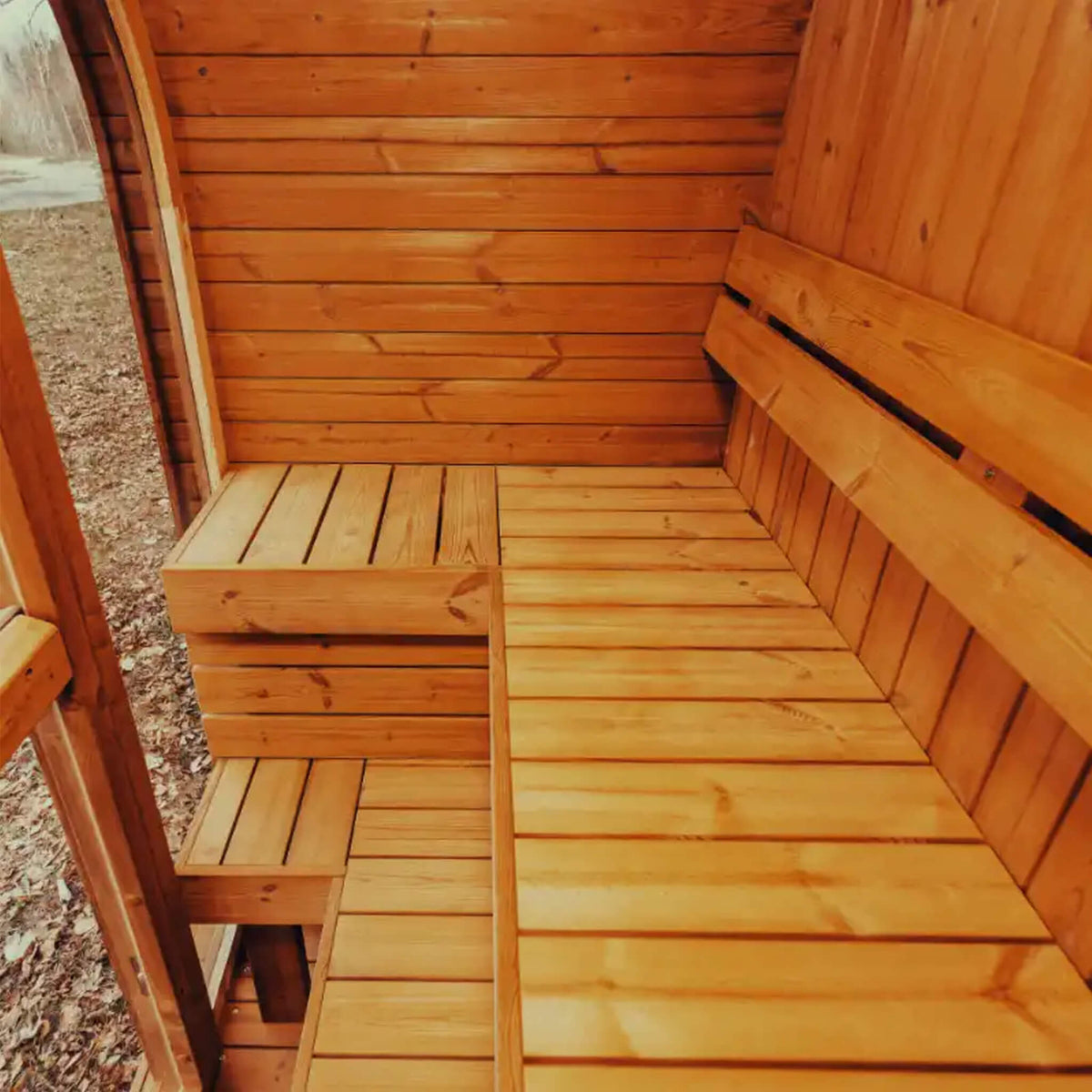 Premium 3-Person Outdoor Scandinavian ThermoWood® Cube Sauna Kit With LED Lighting [MW12] (SAK47582)