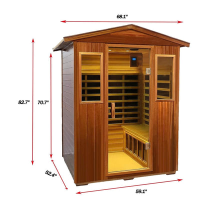 Valois Premium 4-Person 2050W Luxury Low EMF Outdoor FAR Infrared Home Sauna With Bluetooth Audio (SAK15372)