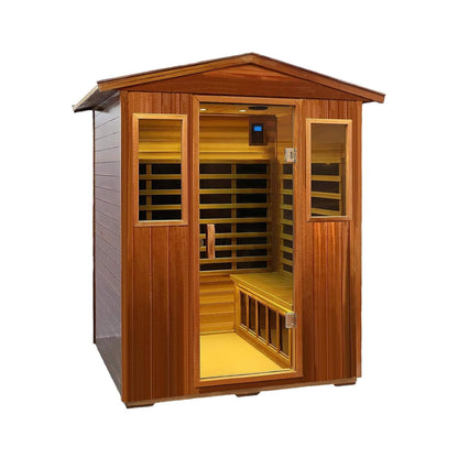 Valois Premium 4-Person 2050W Luxury Low EMF Outdoor FAR Infrared Home Sauna With Bluetooth Audio (SAK15372)