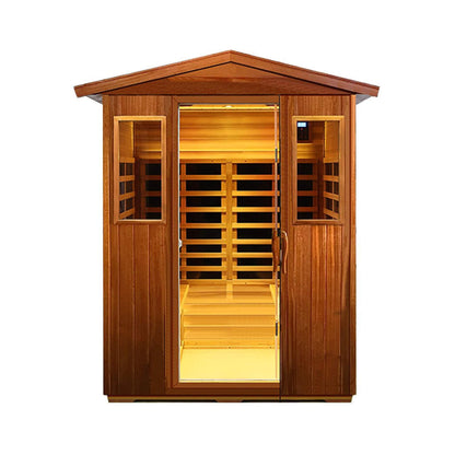 Valois Premium 4-Person 2050W Luxury Low EMF Outdoor FAR Infrared Home Sauna With Bluetooth Audio (SAK15372)