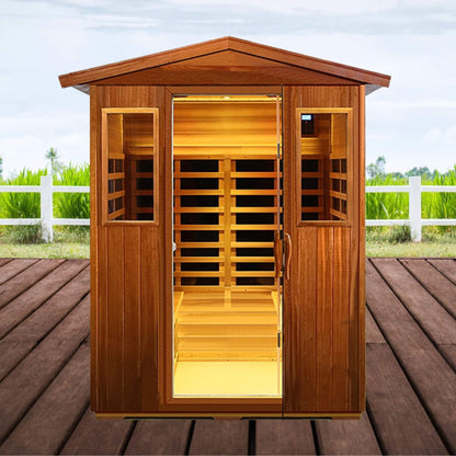 Valois Premium 4-Person 2050W Luxury Low EMF Outdoor FAR Infrared Home Sauna With Bluetooth Audio (SAK15372)