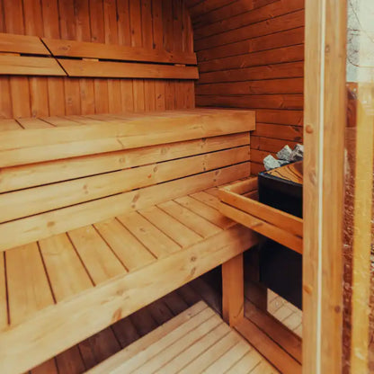 Premium 4-Person Outdoor Scandinavian ThermoWood® Cube Sauna Kit With LED Lighting [MW16] (SAK25470)