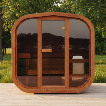 Premium 4-Person Outdoor Scandinavian ThermoWood® Cube Sauna Kit With LED Lighting [MW16] (SAK25470)