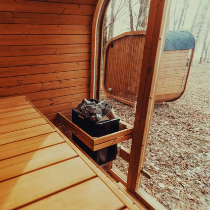 Premium 4-Person Outdoor Scandinavian ThermoWood® Cube Sauna Kit With LED Lighting [MW16] (SAK25470)