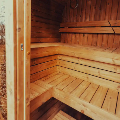 Premium 4-Person Outdoor Scandinavian ThermoWood® Cube Sauna Kit With LED Lighting [MW16] (SAK25470)