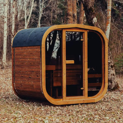 Premium 4-Person Outdoor Scandinavian ThermoWood® Cube Sauna Kit With LED Lighting [MW16] (SAK25470)