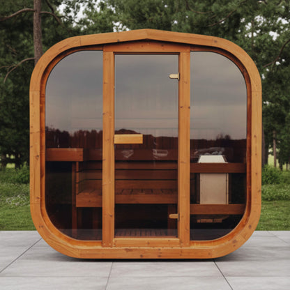 Premium 6-Person Outdoor Scandinavian ThermoWood® Cube Sauna Kit With LED Lighting [MW20] (SAK89146)