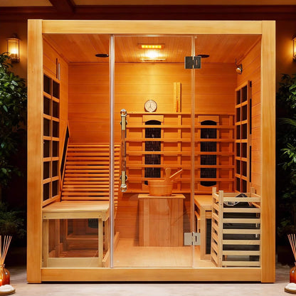 Oasis 3-Person Indoor Hybrid Sauna Room With Built-In Lounge Chair [Made-To-Order] (SAK35182)