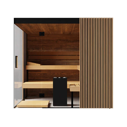 ThermaSol Aalto 4-Person Indoor Semi Panoramic Glass Sauna Cabin [Made-To-Order] [14-AALTODL\R] (SAK13285)