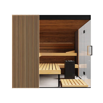 ThermaSol Aalto 4-Person Indoor Semi Panoramic Glass Sauna Cabin [Made-To-Order] [14-AALTODL\R] (SAK13285)