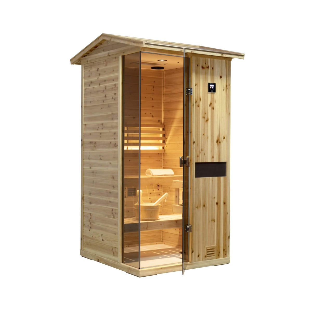 Nova 1-Person Outdoor Weather-Resistant Traditional Wooden Steam Sauna Room (SAK71642)