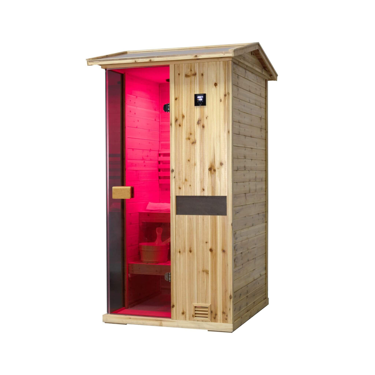 Nova 1-Person Outdoor Weather-Resistant Traditional Wooden Steam Sauna Room (SAK71642)