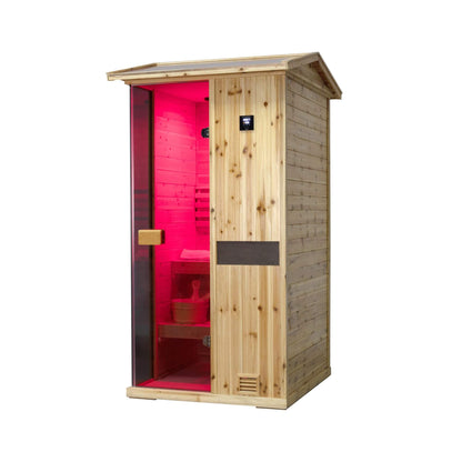 Nova 1-Person Outdoor Weather-Resistant Traditional Wooden Steam Sauna Room (SAK71642)