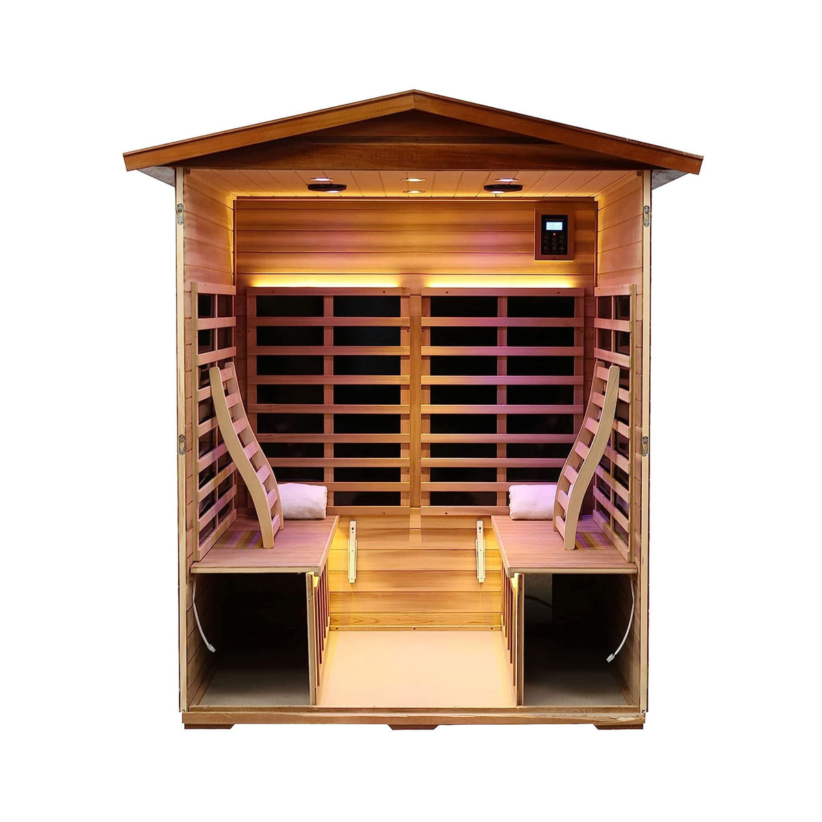 Kairo 4-Person Outdoor Infrared Hemlock Sauna With Tempered Glass Door (SAK82140)