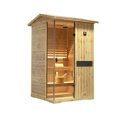 Arctic Premium 2-Person Outdoor Wooden Steam Sauna Room With Smart Control Panel And Bluetooth Audio (SAK52918)