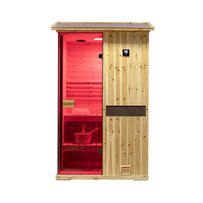 Arctic Premium 2-Person Outdoor Wooden Steam Sauna Room With Smart Control Panel And Bluetooth Audio (SAK52918)