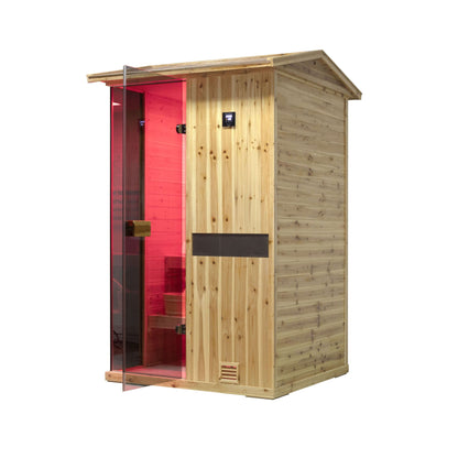 Arctic Premium 2-Person Outdoor Wooden Steam Sauna Room With Smart Control Panel And Bluetooth Audio (SAK52918)