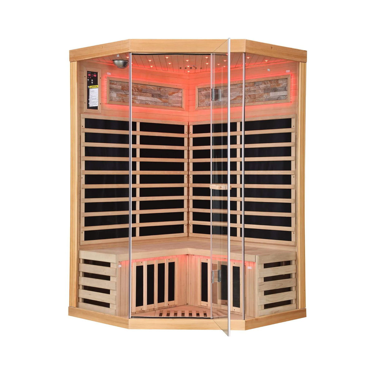 Ember Premium Canadian Hemlock 2-Person Indoor Infrared Sauna Room With Glass Front (SAK21495)
