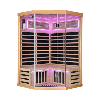 Ember Premium Canadian Hemlock 2-Person Indoor Infrared Sauna Room With Glass Front (SAK21495)