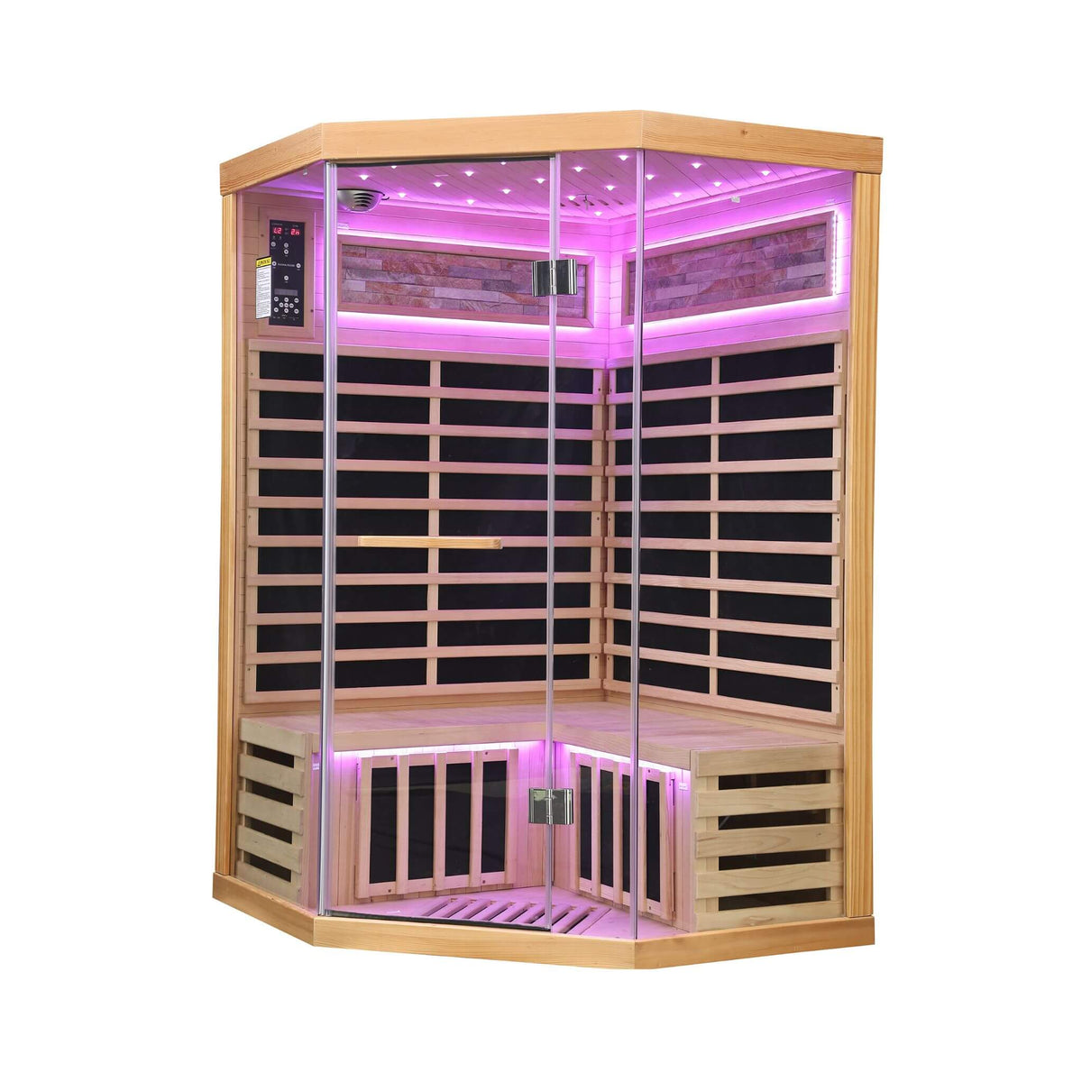 Ember Premium Canadian Hemlock 2-Person Indoor Infrared Sauna Room With Glass Front (SAK21495)