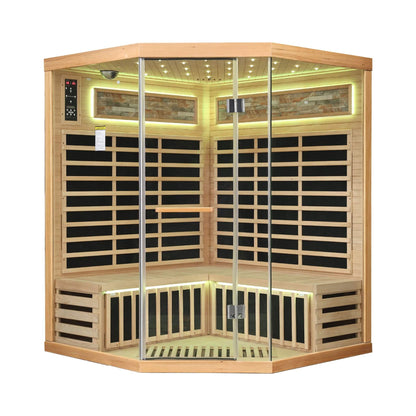 Aura Premium Canadian Hemlock Pentagonal Indoor Infrared Sauna Room With Glass Front (SAK98673)