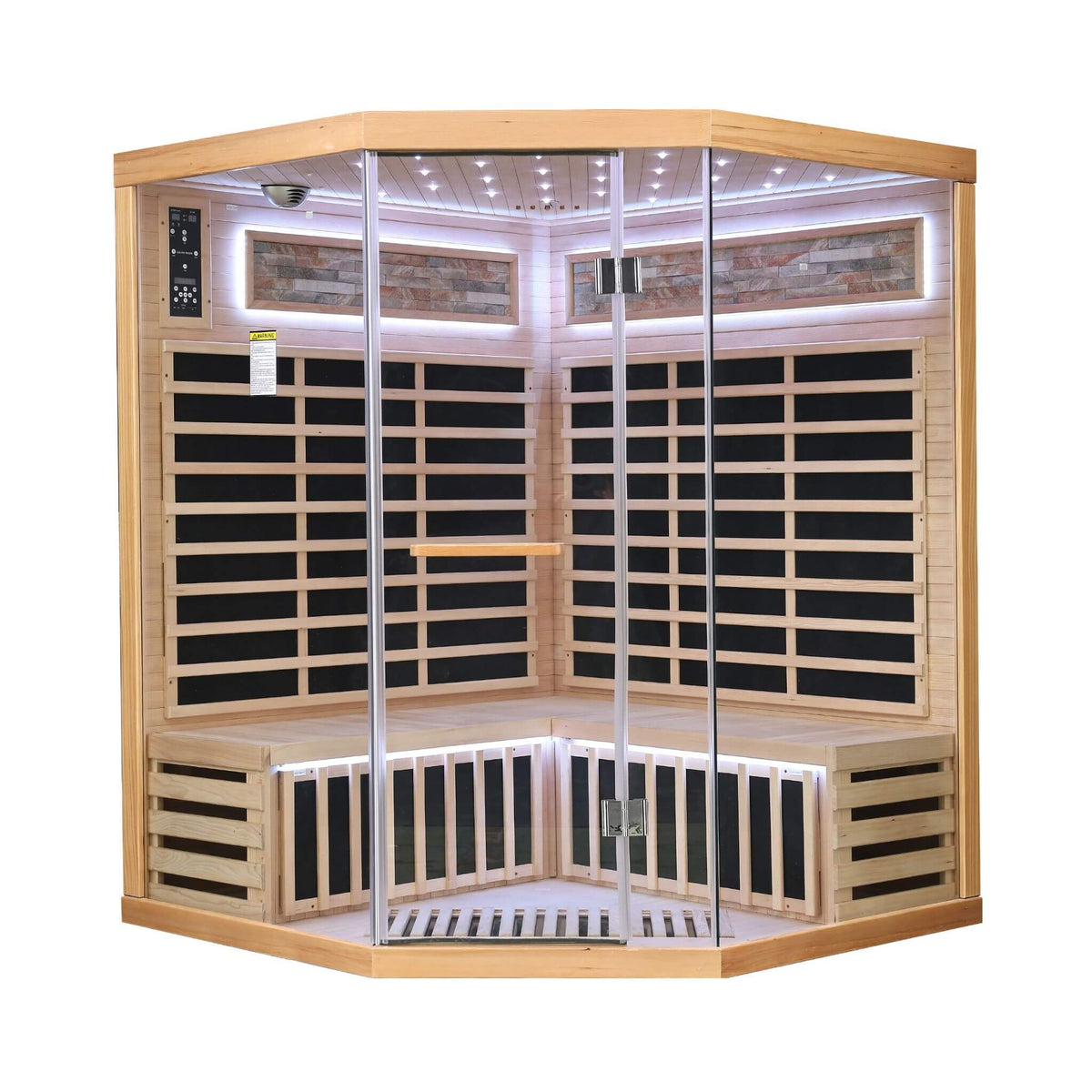 Aura Premium Canadian Hemlock Pentagonal Indoor Infrared Sauna Room With Glass Front (SAK98673)